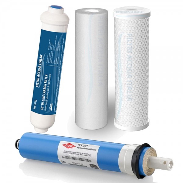 Set Di 4 Cartucce Ricambio Per Filtro Acqua Osmosi Inversa Genius Compact Originali - Sedimenti E Carbone Attivo